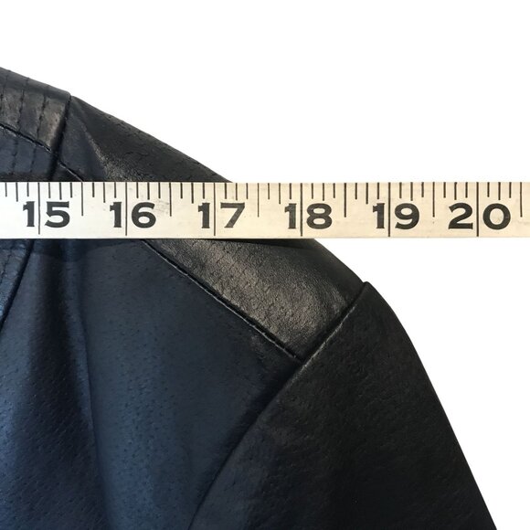 Woman Within Navy Leather Zip-Up Jacket Womens Plus Size 24 - Picture 10 of 12